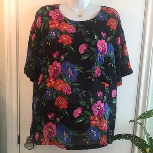 Adrienne Vittadini 100% Silk Floral Top
